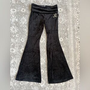 Brand New Black Juicy Couture NWT Flare Fold Over Tracksuit Pants